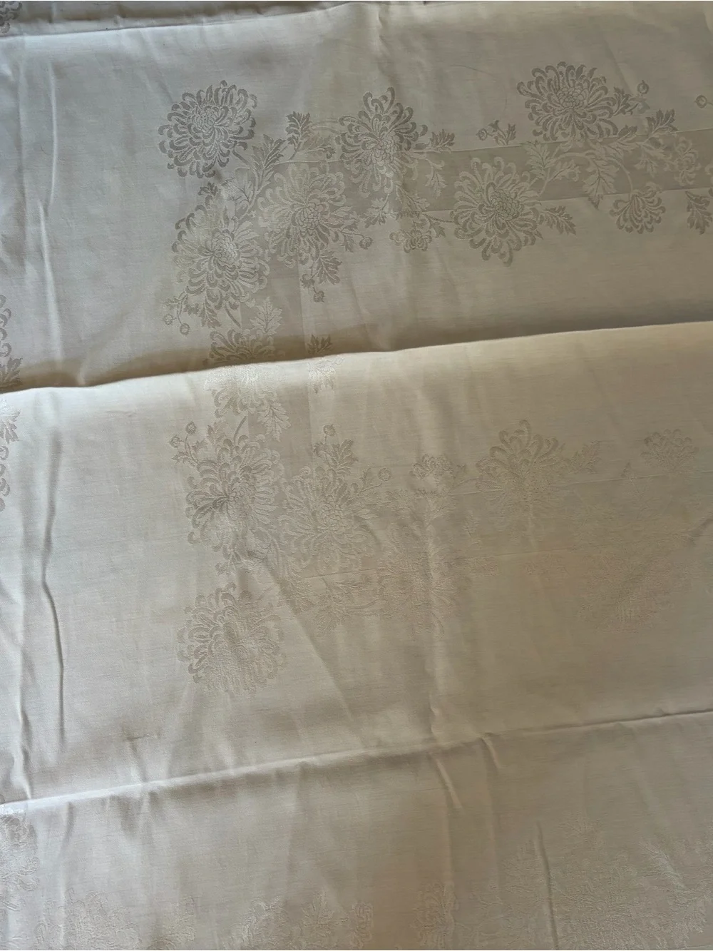 Elegant Rectangle White Damask Tablecloth, approx. 60